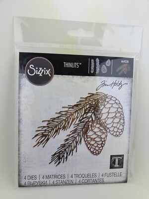 TH3 Sizzix Thinlits Die Set Pine Branch by Tim Holtz 664228 Pinecones Winter
