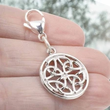 Silver Celtic Trinity Knot Clip-On Charm, Accessory for Necklace, Purse, Zipper