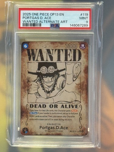 Portgas.D.Ace (Wanted Poster) graded PSA 9 for sale on eBay