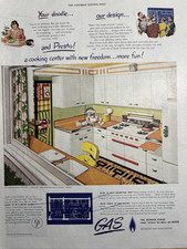 1945 American Gas Association Design Kitchen Stove appliances Vintage Print Ad