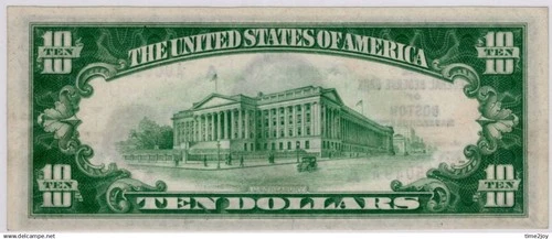 United States of America $10 *BOSTON Massachusetts* Banknote 1929 - Picture 2 of 2
