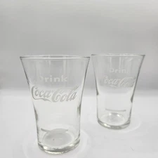 Vintage Drink Coca Cola Fountain Glasses Syrup Line Flared 3 3/4” Set of Two