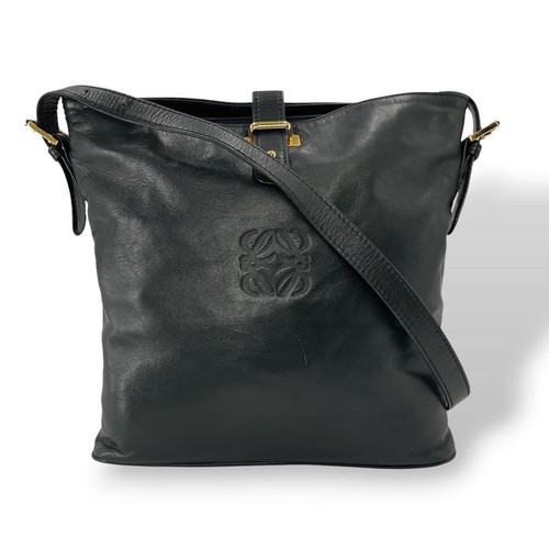 Old LOEWE Shoulder Bag Camera Bag Anagram Black Leather y2k