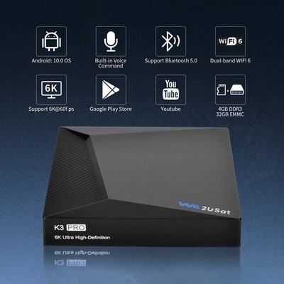 K3 PRO 6K Super Clear Smart TV Box WiFi6 Free TV Player Bluetooth Voice Assit US