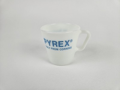 Vtg PYREX ''Only from Corning At Home in Your Lab'' Milk Glass Coffee Mug Cup Tea