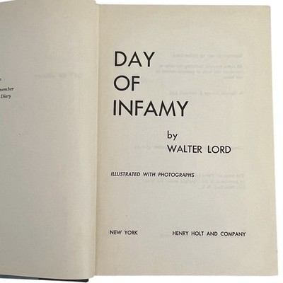 Walter Lord Day Of Infamy HC Book 1957 Vintage 1st Edition Pearl Harbor Attack