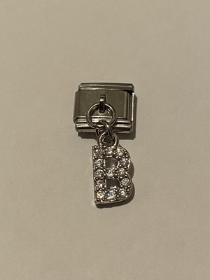 Neu Buchstabe B CZ Hänger Silber Charm passt allen 9mm klassisch italienisch Armband