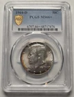 1964-D Kennedy Half Dollar PCGS MS66+ Rainbow Rim Toned! Tough Grade! See Pics!