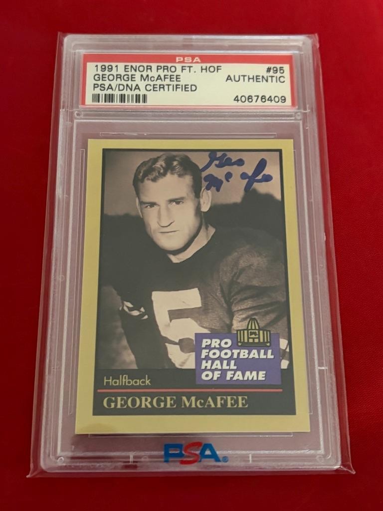 GEORGE MCAFEE BEARS 1991 ENOR HOF SIGNED AUTO PSA AUTHENTIC