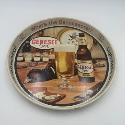 Vintage Genesee Beer Metal Bar Serving Tray 12'' Pheasant Hunting Geneseecret