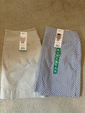 UP 2 Pair WOMEN'S PULL-ON SKORT WITH TUMMY CONTROL, Tan, White/Blue XL