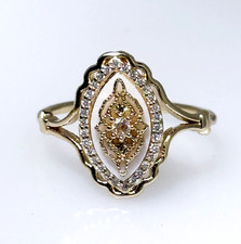 Vintage style ring, gold plated, CZs