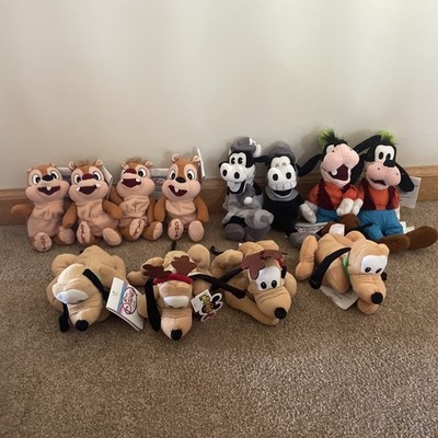 DISNEY GOOFY CHIP/DALE PLUTO BEAN BAG PLUSH NWTs 