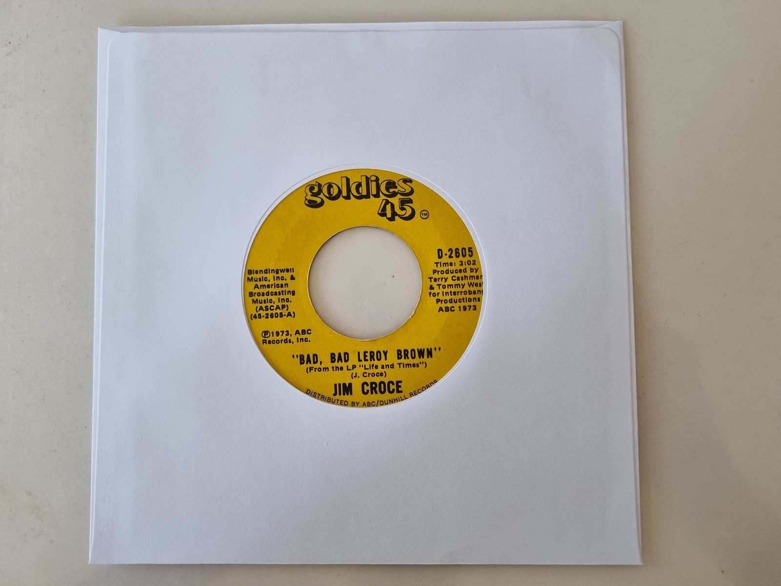 Jim Croce - Bad, Bad Leroy Brown / One Less Set Of Footsteps 7'' Vinyl US