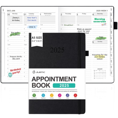 Appointment Book 2025, Daily Weekly and Monthly Planner from Jan 2025 - Dec 2...