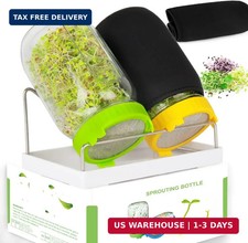 Kitmiido Seed Sprouting Kit, 2 Large Wide Mouth Mason Jars with Sprout Lids, Bla
