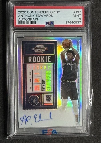2020 Contenders Optic #137 Anthony Edwards Rookie Ticket RC Auto PSA 9