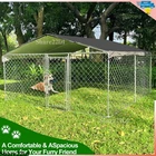 9.8x9.8 ft Outdoor Kennel Dog Crate Galvanized Steel Fence w/ UV-Resistant Cover