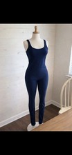 Vtg Gilda Marx Flexatard Shiny Blue 80's Unitard Bodysuit M