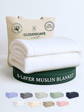 Cloud Scape Linen 8-Layer Muslin Blanket King Size for Adult - 100 Cotton, H...