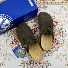 New Birkenstock Boston Soft Footbed Mocha Suede Leather slippers unisex EU37-45