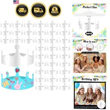 50 Pcs White Paper Crowns Bulk, DIY Blank Birthday Party Crown Classic Style ...