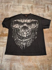 Vintage Y2K Hot Leathers Black Shredder Skull Shirt Size Men's 2xl Grunge 
