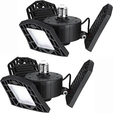 Deformable LED Garage Light - 6000 Lumen 2800K Warm Light 60W 2-Pack Warm White