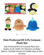 Kids Preferred Elf 4 Pc Cuteeze Plush Set - Buddy, 6 inches, Christmas