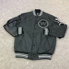 Golden State Warriors Jacket Mens Medium Gray Black NBA Basketball Varsity