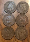 Indian Cents 1887X2,1883,1896,1897,1893 , Your Get (6) These Actual Penny’s N124