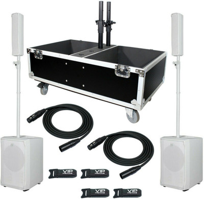 2x RCF EVOX JMIX8-W Active 12'' 1400W LineArray PA w/8-Input Mixer + Case + Cable
