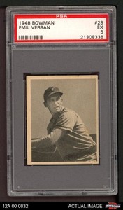 1948 Bowman #28 Emil Verban Phillies SHORT-PRINT RC PSA 5 - EX