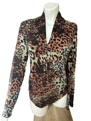 Fabrizio Gianni Top Large fits Small Leopard Brown Blue Soft