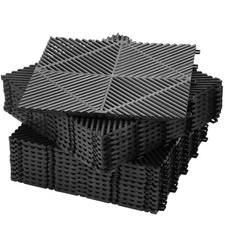 72 Pcs Modular 12'' x 12'' Drainage Interlocking Garage Floor Tiles Bulk Rubb...