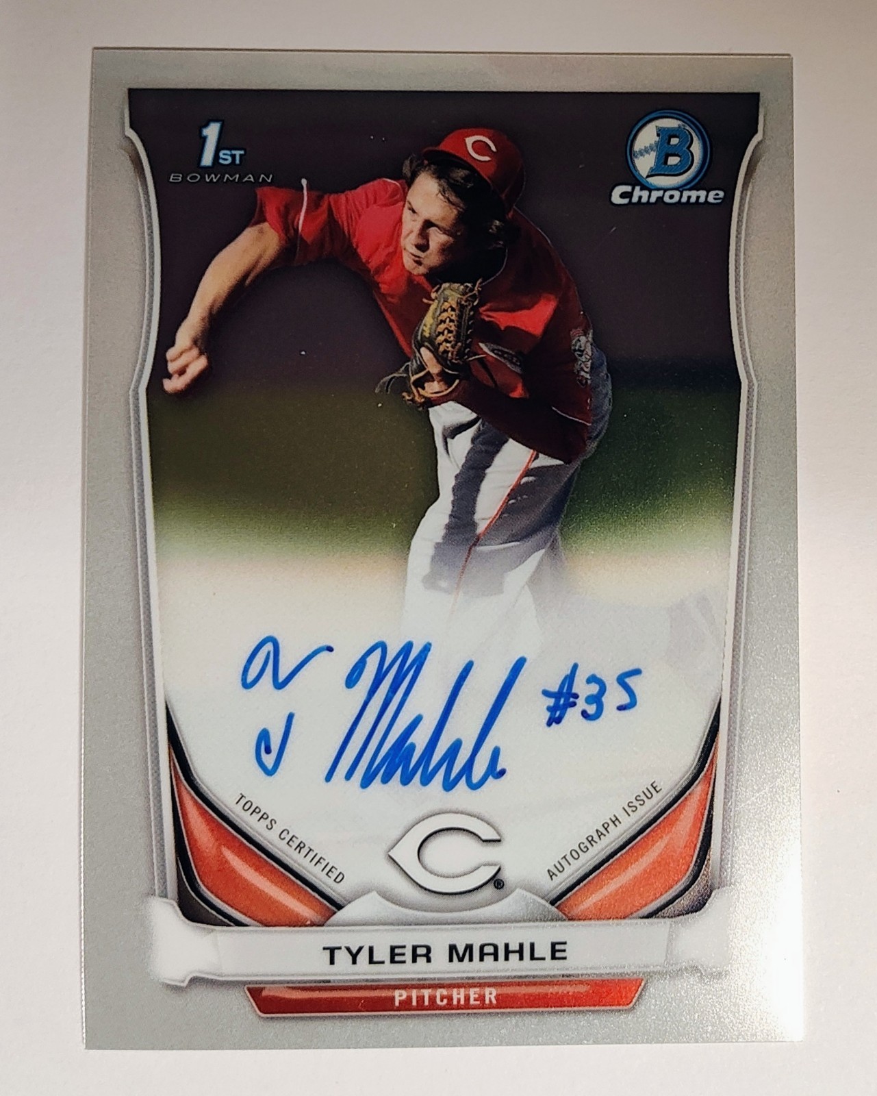 2014 Bowman Chrome 1st Bowman Tyler Mahle BCAP-TMA AUTO Cincinnati Reds