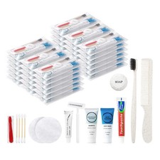 20 Kits Travel Toiletry Kit Bulk, 9-in-1 1 Count Pack of 20 , Beige