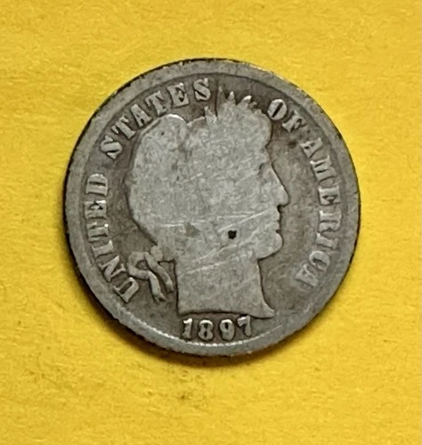 1897 Barber Dime. 90% Silver. Good Condition. Charity Auction/Animal Shelter. ￼