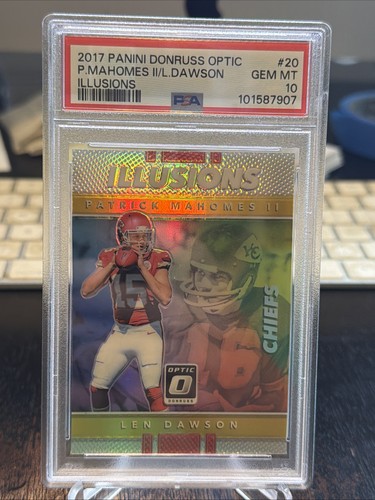 Len Dawson, Patrick Mahomes II #20 — 2017 Panini Donruss Optic Illusions football card