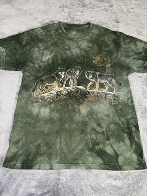 The Mountain Nature Wolves Adult T-Shirt Size Medium Green Tie-dye