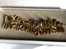 Beautiful Alise Sheehan Signed Goldtone Petal Expandable Bracelet 7.5 Inches