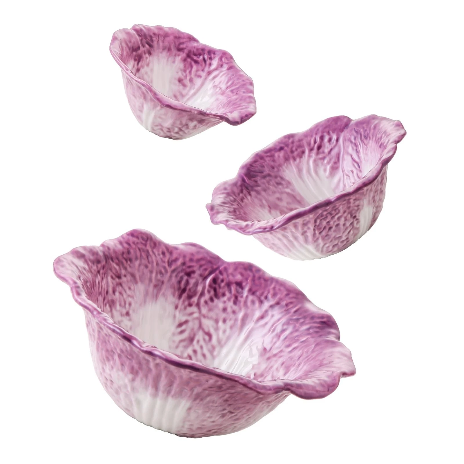 KXZ Ceramic Mixing Bowls Set, Nesting 60 OZ + 16 + 5 (Set of 3), Purple