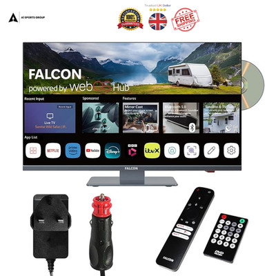 Falcon 22'' Smart TV WebOS DVD Player 12V 24V WiFi Bluetooth Freeview IPTV