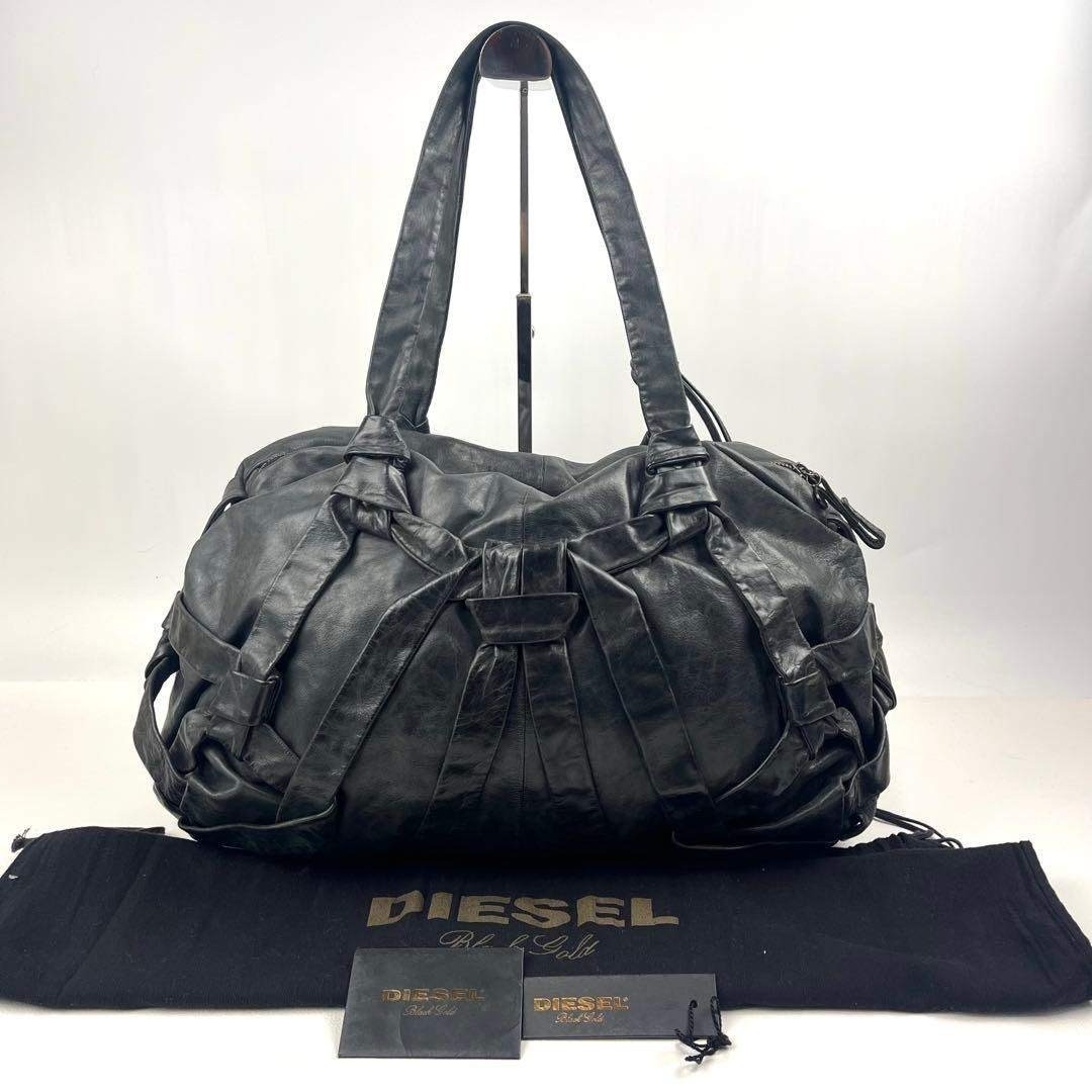 DIESEL Shoulder Bag Leather Black Vintage Authentic From Japan USED