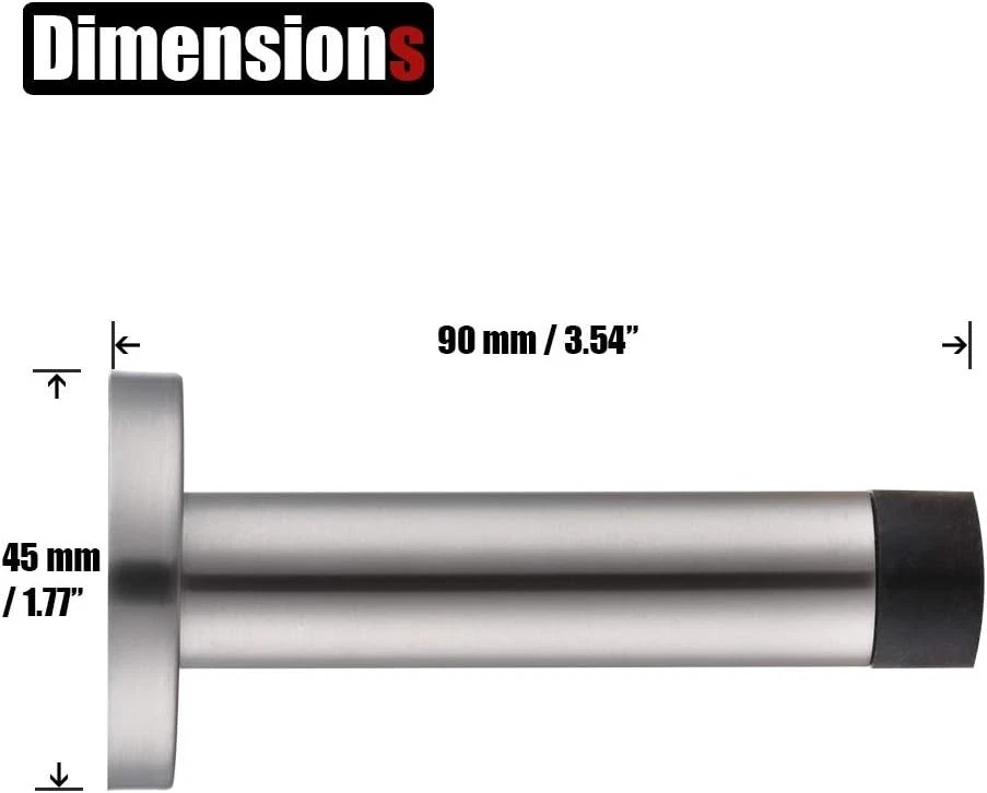 Parachoques de tope de puerta negro mate - Paquete de 10, acero inoxidable Foto 4 de 4