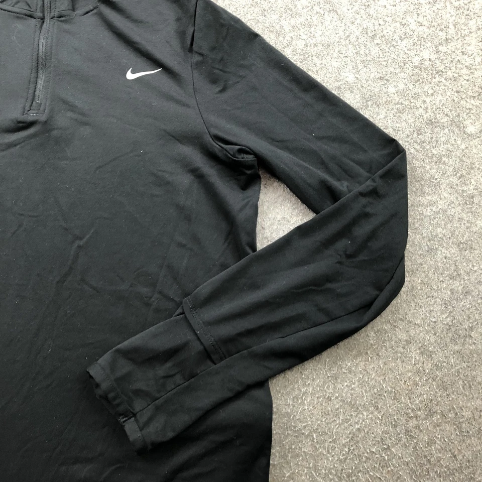 Nike Pullover Mujer Mediano Negro Correr Dri-Fit Media Cremallera Manga Larga Agujeros para los Pulgares Foto 3 de 4