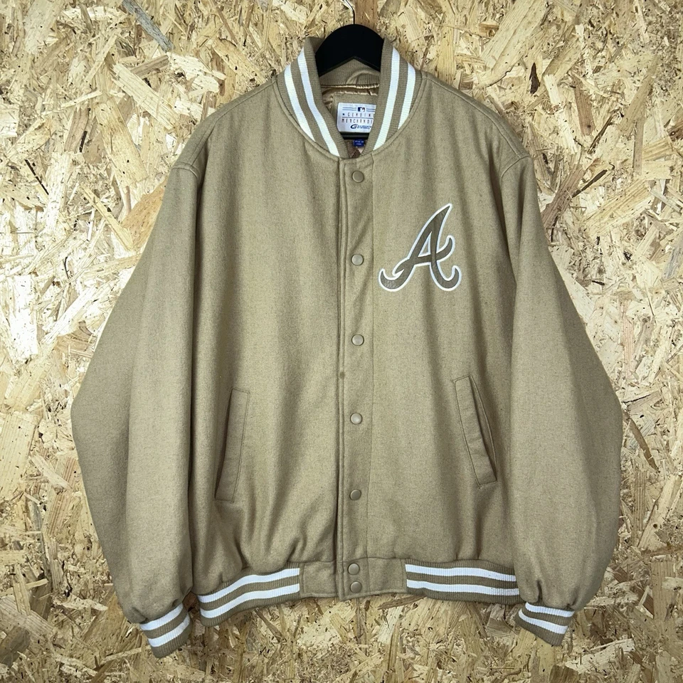 Atlanta Braves Varsity Jacket Quilted Wool Blend NFL G-III Carl Banks Brown XL - Image 2 of 4