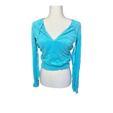 Y2K Juicy Terry Hoodie Pullover NWT NOS in Turquoise Size Medium