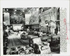1958 Press Photo Living room of William Randolph Hearst's castle in San Simeon.