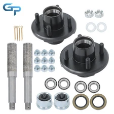 Pack of 2 4 on 4" Bolt Idler Hub and 1" Round BT8 Spindle Trailer Axle Kits